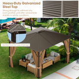 Tangkula 12x10 Ft Hardtop Gazebo, Double-Top Outdoor Gazebo with Galvanized Steel Top