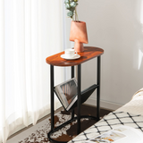 Tangkula Industrial Oval Side Table, 2-Tier End Table w/Mesh Shelf