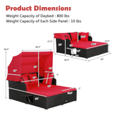 Tangkula Patio Rattan Daybed, Patiojoy Wicker Daybed Loungerw/Retractable Canopy, 2 Foldable Side Panels