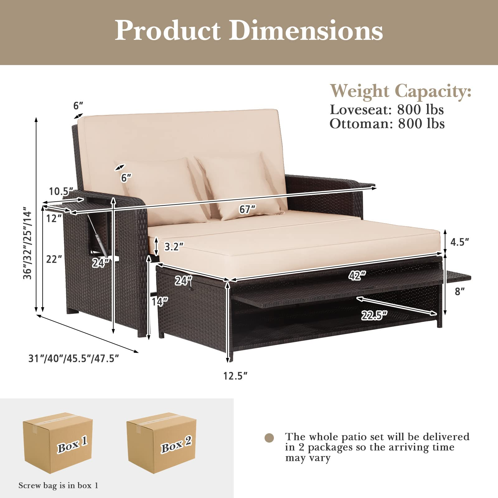 Patio Rattan Daybed - Tangkula