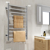 Towel Warmer, Home Bathroom 10 Bar Stainless Steel Space Saving Plug-in Wall Mounted Cloth Towel Heated Drying Rack