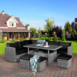 7 Pieces Patio Furniture Set, Outdoor Sectional Rattan Sofa Set with Cushions