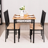 Tangkula 5 Piece Dining Table Set Vintage Wood Top Padded Seat Dining Table and Chairs Set