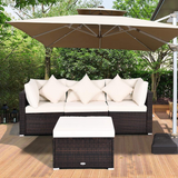 Tangkula Patio Rattan Sofa Set, Outdoor Wicker Sectional Furniture Set