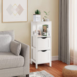 Side Floor Cabinet with 2 Switchable Drawers - Tangkula