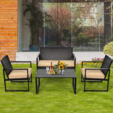 4-Piece Patio Rattan Furniture Set, Outdoor Conversation Set