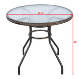 TANGKULA 32" Patio Table Outdoor Round Wicker Covered Edge