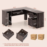 Tangkula L-Shaped Office Desk with Storage Drawers & Keyboard Tray
