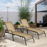 Tangkula Patiojoy Outdoor Lounge Chair with Breathable Fabric & Steel Frame