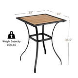 Tangkula 28 Inches Patio Bar Table, Outdoor Steel Square Bar Table