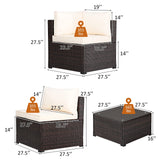 6 Pieces Patio Furniture Set, Outdoor Rattan Sofa Set, Wicker Conversation Set