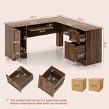 Tangkula L-Shaped Office Desk with Storage Drawers & Keyboard Tray