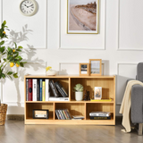 Tangkula Wood Storage Cube Bookcase, 2 Tier 5 Cube Open Shelf Storage Cabinet, Multipurpose Bookshelf