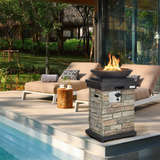 Tangkula Patio Propane Fire Bowl, Patiojoy 40,000BTU Square Fire Pit with Round Bowl, Lava Rocks & Waterproof Cover