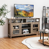 Tangkula Farmhouse TV Stand for TVs up to 65" Flat Screen, Wooden TV Console Table w/2 Cabinets & 4 Shelves