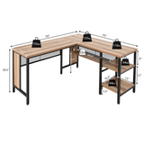 Tangkula L-shaped Office Desk, 59 Inch Large Corner Desk