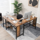 Tangkula L-shaped Office Desk, 59 Inch Large Corner Desk