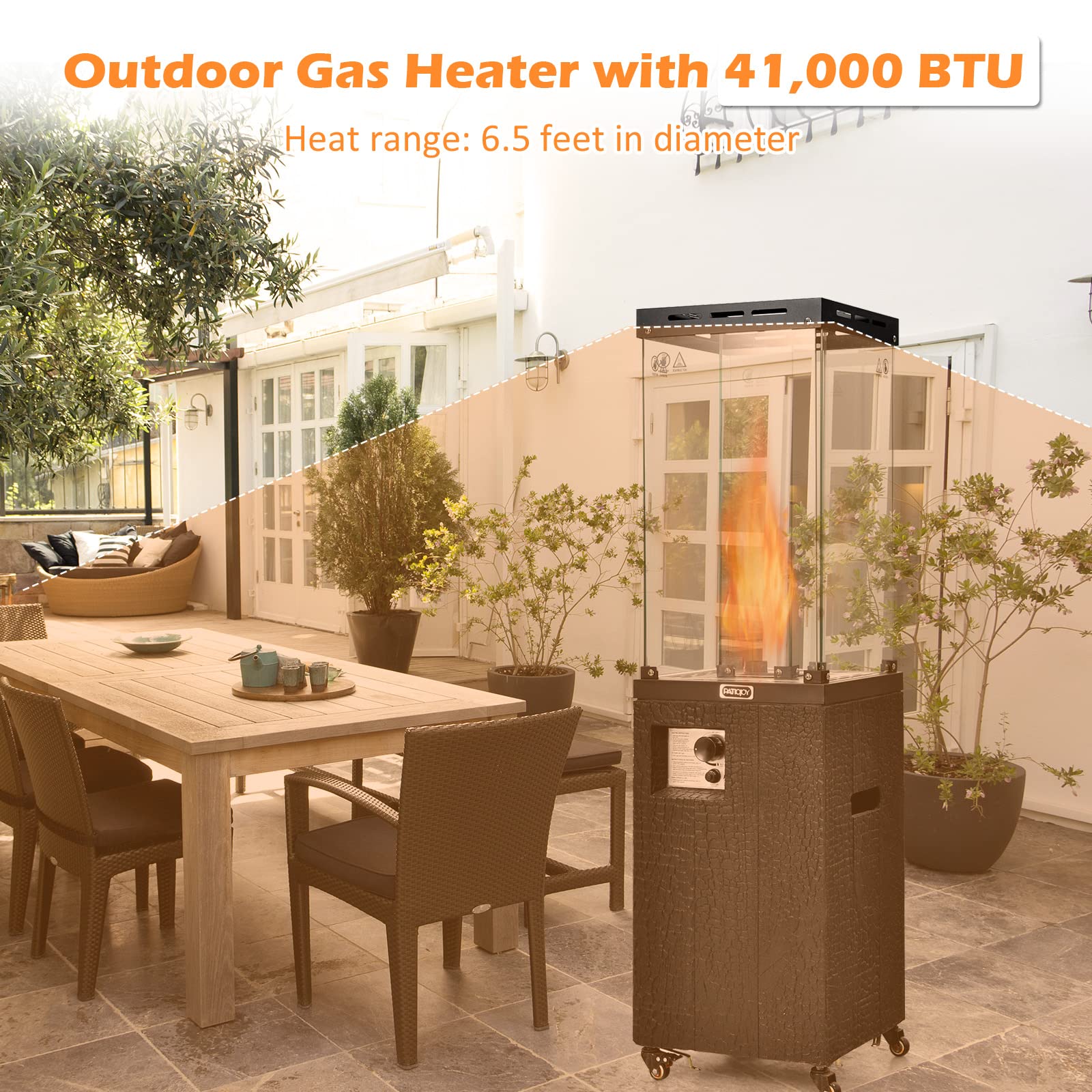 41,000 BTU Propane Patio Heater with Waterproof Cover - Tangkula