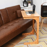 Bamboo TV Tray Sofa Side Table, 7 Angles Adjustable Couch Table