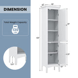 Tangkula Bathroom Storage Cabinet, 63 Inch Tall Narrow Storage Cabinet with 1 Adjustable Shelf and 2 Doors