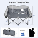 Tangkula Loveseat Camping Chair, Folding Camp Chair with Padded Seat