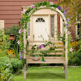 Tangkula 81.5 Inch Wooden Arch with 2 Person Bench