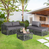 Tangkula 5 Pieces Patio Furniture Set, Patiojoy All Weather Heavy Duty Outdoor PE Rattan (Grey)