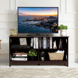 TV Stand for TVs up to 55 Inch, Farmhouse Wood Entertainment Center with X-Shaped Frame & 4 Open Storage Shelves