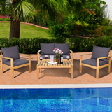 Tangkula Outdoor Conversation Sofa and Table Set with Water Resistant Cushions