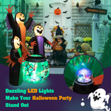 Tangkula 8 FT Inflatable Halloween Witches Holding Cauldron, Quick Blow up Halloween Sorceresses