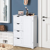 Bathroom Floor Cabinet, Free Standing Storage Cabinet with 4 Drawers & Single Door, 22 x 12 x 32 Inches