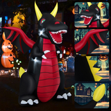 Tangkula 8 FT Tall Halloween Inflatable Decoration, Outdoor Blow Up Giant Dragon w/ Wings, Bright LED Lights