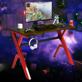 Tangkula Computer Desk Gaming Desk, Ergonomic Gamer Workstation with Cup & Headphone Holder Mouse Pad