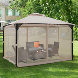 Tangkula 12 X 10FT Patio Gazebo, Air-Ventilated Canopy Party Tent w/Dual-Tiered Top for Backyard Garden Lawn