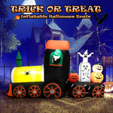 Tangkula 8 FT Long Halloween Inflatable Skeleton Ride on Train