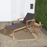 Tangkula 3 Piece Patio Chaise Lounge & Table Set, Outdoor Rattan Lounge Chair
