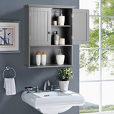 Tangkula Wall Mount Bathroom Cabinet Wooden