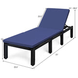 Tangkula Patio Wicker Lounge Chair, Outdoor Rattan Adjustable Reclining Backrest Lounger Chairs