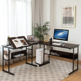 Tangkula 67 inches L-Shaped Desk, Corner Computer Desk with Bottom Bookshelves & CPU Stand