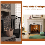 Tangkula 50 x 31 Inches 3-Panel Heat-Resistant Metal Mesh Fireplace Screen