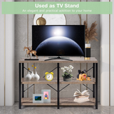 Tangkula Rustic Console Sofa Table, 3 Tier Console Table with Shelves, Industrial Foyer Table with Adjustable Feet, Living Room TV Stand