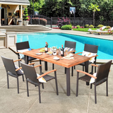 7-Piece Wicker Patio Dining Set, Patiojoy Outdoor Rattan Garden Yard Furniture Set