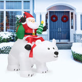 Tangkula Inflatable Christmas Santa Clause Riding The Polar Bear with Shaking Head