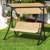 Tangkula 3 Person Porch Swing, Outdoor Swing with Removable Cushions