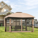 Tangkula 12x10 Ft Patio Gazebo, Double Vented Gazebo with Zippered Privacy Curtains