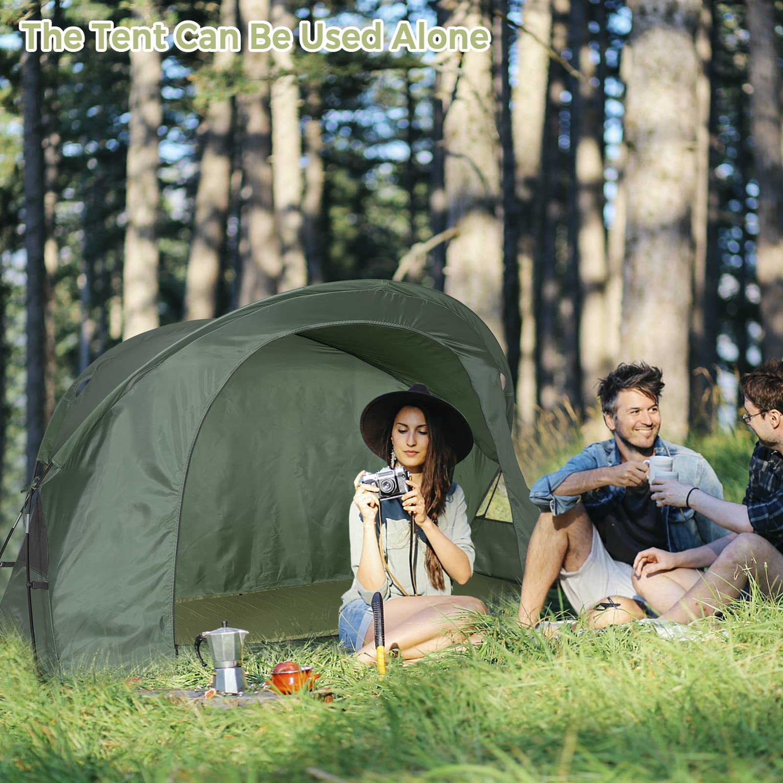 4 person cot tent 4-in-1 Camping Cot Tent for 1 Person, Foldable Elevated Tent Set, Port – tangkula
