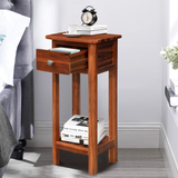 Tangkula Small Side Table for Small Spaces, Farmhouse Acacia Wood Slim End Table