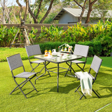 Tangkula 4-Piece Patio Dining Chairs, Outdoor PE Wicker Folding Chairs with Rustproof Frame
