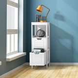 Tangkula Bathroom Floor Cabinet, Multifunctional Wooden Storage Cabinet with 2 Adjustable Drawers