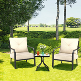Tangkula 2 Pieces Patio Dining Chairs, Outdoor Bistro Armchairs with Steel Frame, Thick and Soft Cushions